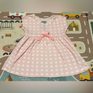 Pink/white checkered toddler girls dress with matching diaper cover